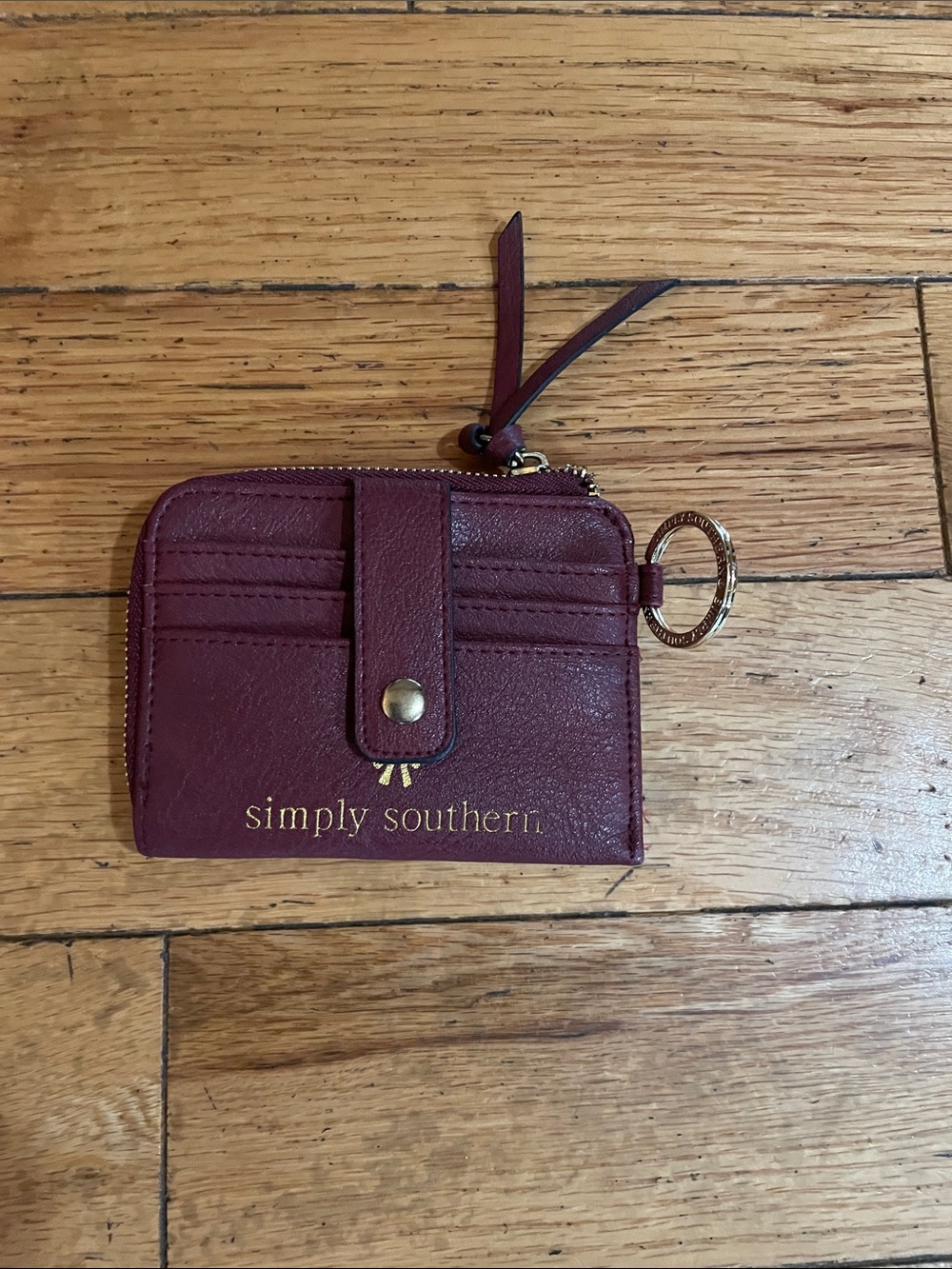 Simply Southern Burgundy Card Wallet with Gold Accent